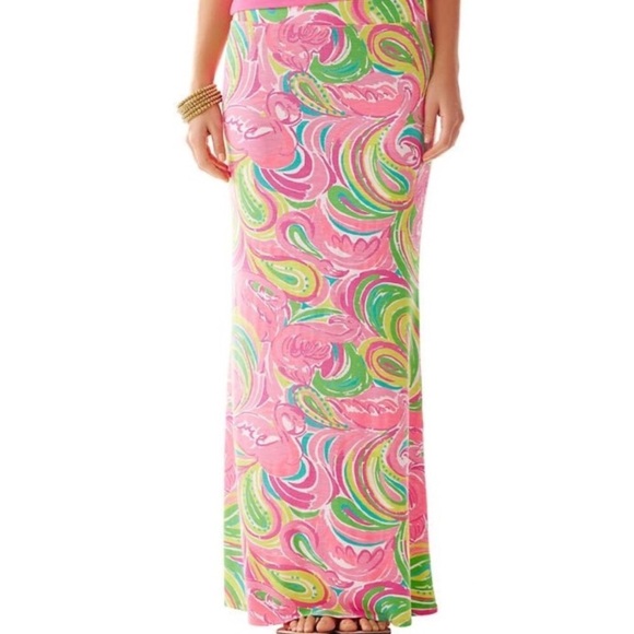 Lilly Pulitzer Resort Pink and Green Maxi Skirt - Picture 3 of 6